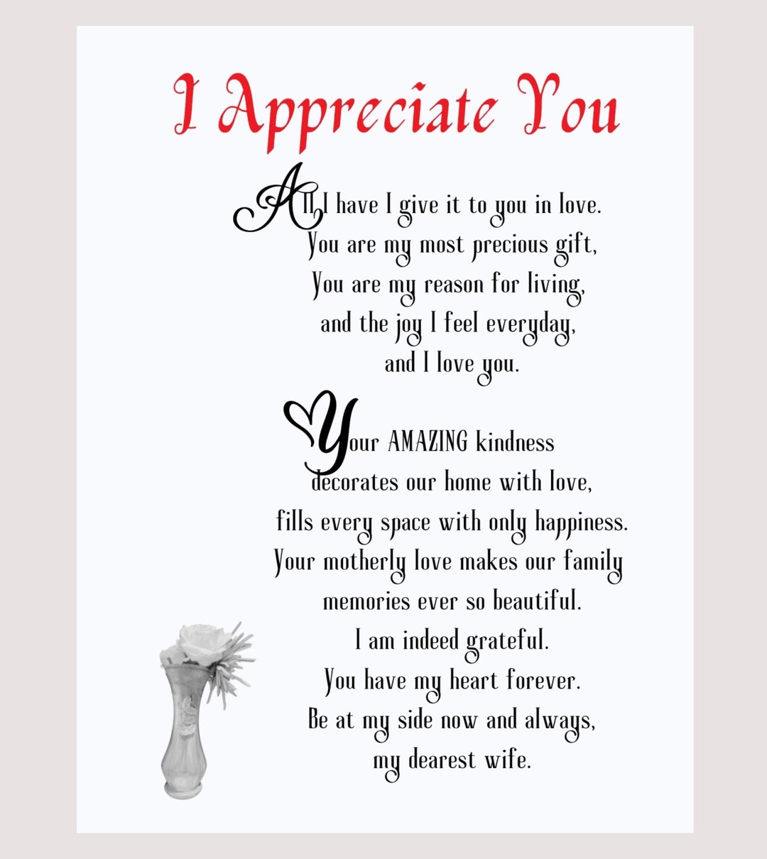 Wife Poem Printable Mom Poem Thoughtful Mom Print Poem for Wife Wife ...