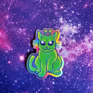 Gnarp Gnarp Alien Cat Holographic Sticker