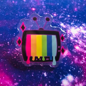 Rainbow TV Acrylic Pin