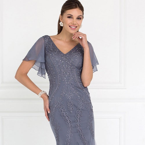 Mother of Bride Dress / Wedding Guest Dress / Tulle Vneck Etsy