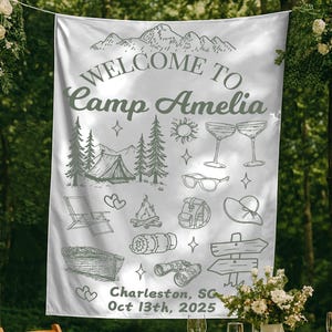 Bachelorette Party Decor, Camp Bachelorette Decor, Backdrop Camp Bachelorette, Last Trail Before The Veil Bachelorette Mountain Tapestry
