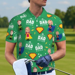 Custom Face Polo Shirt for Golfer, Face on shirt gifts for husband, Personalized Short Sleeve Golf Shirt, Best Dad Ever Shirt, Father&#39;s Day