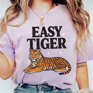 Comfort Colors® Easy Tiger Shirt, Vintage Distressed Tiger Shirt, Trendy Grunge Indie Boho Tee, Unisex Trendy Aesthetic Tee, Retro Tiger Tee