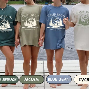 Vintage Custom Camp Bachelorette Party Shirts, Comfort Colors Mountain Camp Bride Tee, Lake Themed bach Party Tees, Hiking Bridal Party Gift