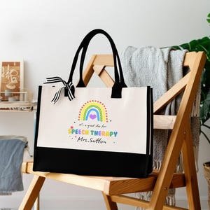 Speech Therapy Tote Bag, SLP Custom Name Bag, Speech Language Pathologist Bag, Speech Teacher Bag, Speech Pathologist, Speech Therapy Gifts