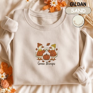 Embroidered Goose Bumps Sweatshirts, Goose Bumps Sweater, Goose Bumps Embroidery Crewneck, Funny Duck Sweatshirt, Goose Sweater, Duck Gifts