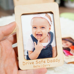 Father&#39;s Day Gift Fridge Photo Magnet, Gift for Dad, Car Visor Clip, Personalized Picture Frame, Car Visor Clip, Drive Safe Daddy Visor Clip