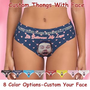 Custom Underwear for women, Personalized Photo Women Briefs, Custom Face Briefs, Anniversary/Valentine Gift For Her, Custom Thong with Face
