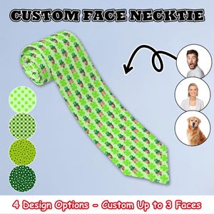 Personalized Face St Patrick Neck Tie, Customized Men&#39;s Face Tie, Custom Ties for Father, Lucky Charms Shamrock, St Patrick Day Gifts