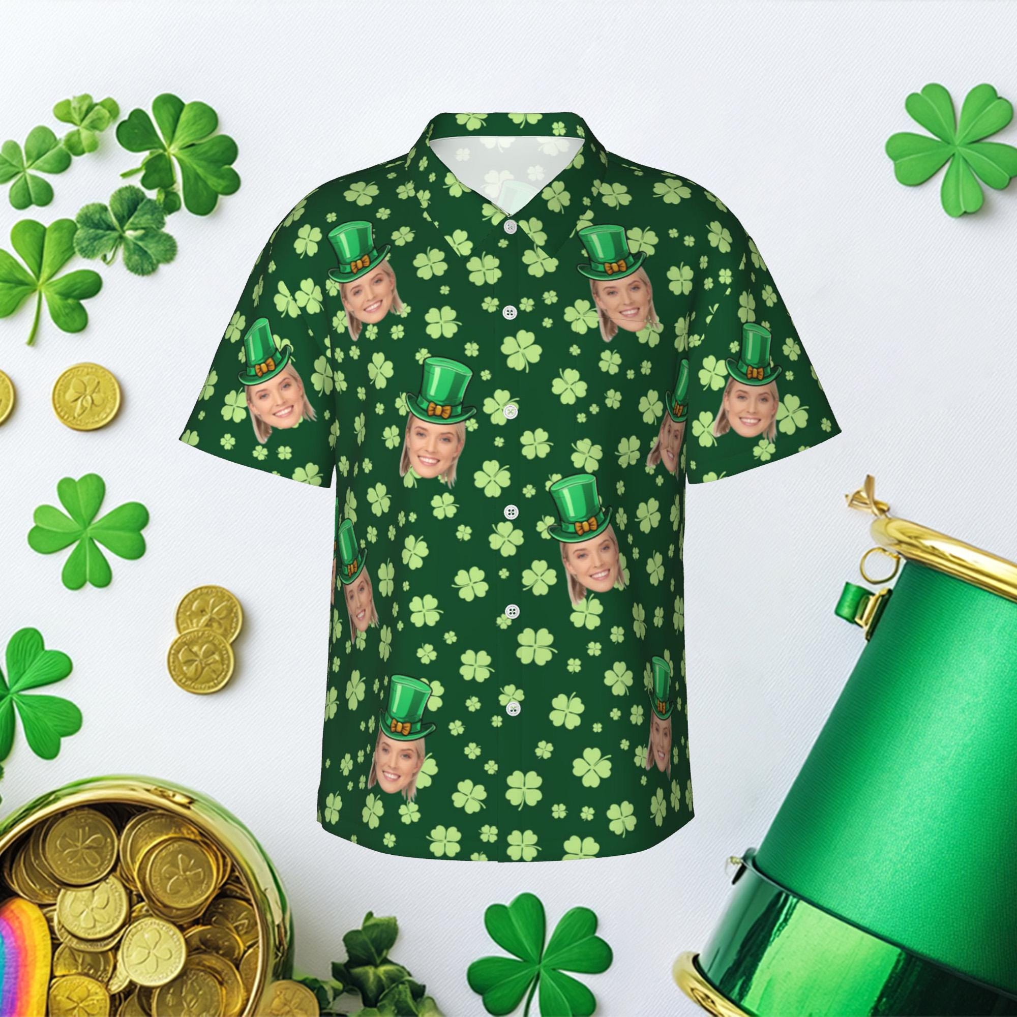 Discover Custom Face St Patrick Hawaiian Shirt, Personalized St Patrick Shirt