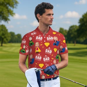 Custom Face Polo Shirt for Golfer, Face on shirt gifts for husband, Personalized Short Sleeve Shirt, Best Dad Ever Shirt, Father&#39;s Day Gifts