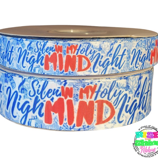 Silent Night In My Mind Grosgrain Ribbon Printed. 3 yards. Music notes.Christmas song. Hair Bow. Skirt. Ruffle Socks.