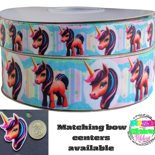 Braided Unicorn Grosgrain Ribbon Printed. 3 Yards. Black Girl. Brown Girl. Ruffle Socks. Hair bow. Wreath, ribbon tutu, brown unicorn