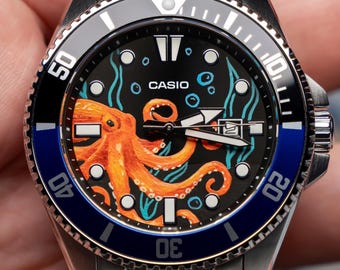 Custom Casio MDV-106/107 'Duro DeapSea2' Watch Mod: Hand Painted Dial, Sapphire crystal and Stainless Steel Bracelet