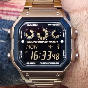 Custom Casio AE-1300 Mod: Bronze Resin, Negative LCD, Heat Treated Bracelet