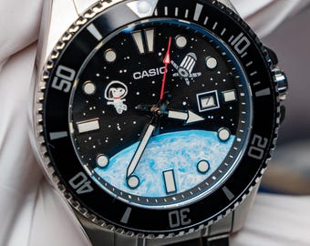 Custom Casio MDV-106/107 Duro Watch, Hand Painted Dial, Sapphire crystal and Stainless Steel Bracelet