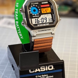 Casio AE-1200 Modifiziert. Farbe gefiltertes Display und magnetische Schlaufe Armband Bild 7