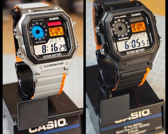 Casio AE-1200 Modifiziert. Farbgefiltertes Display, Hydromod-Gehäuse und Magnetschlaufenband (V2)