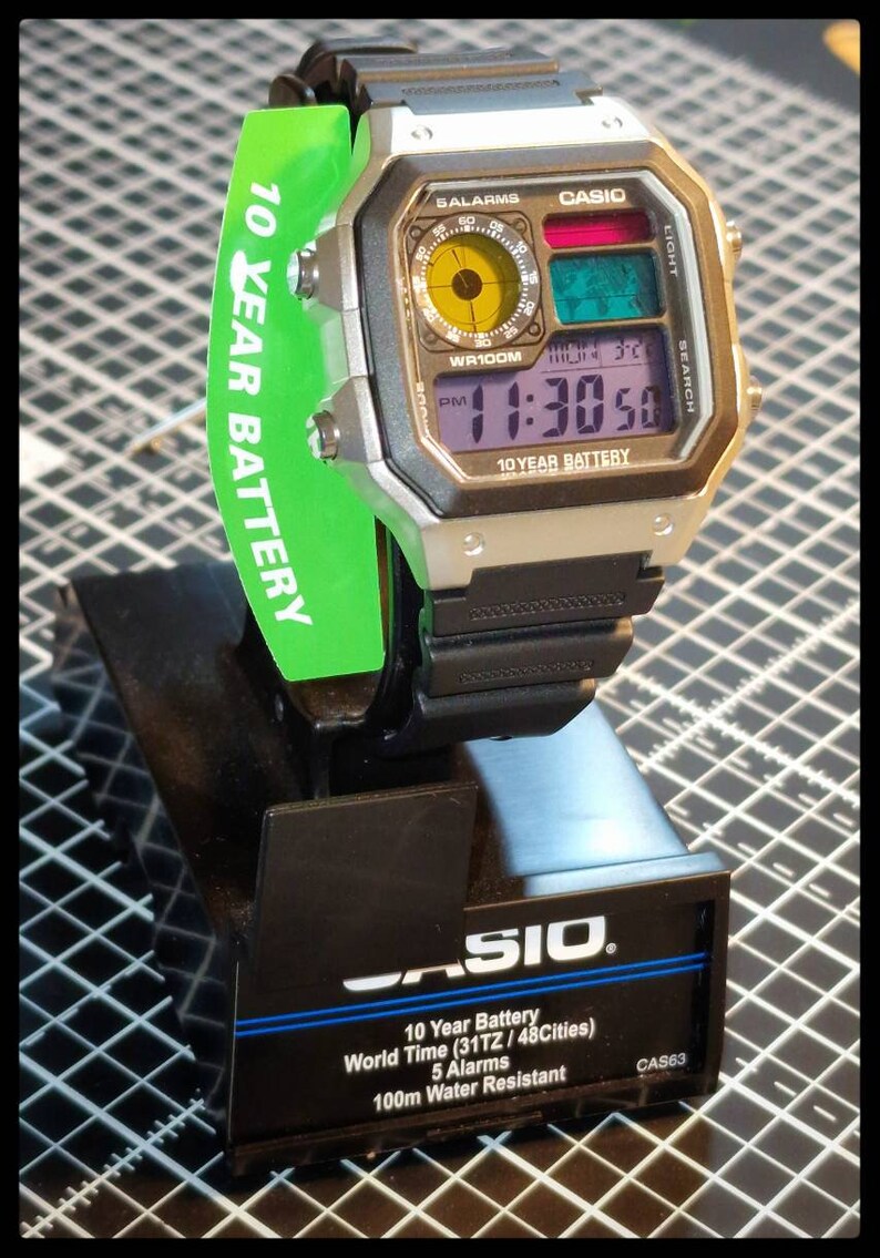 Customizeable Casio AE-1200 Colorful watch in SILVER case. Pick your own colors. image 3