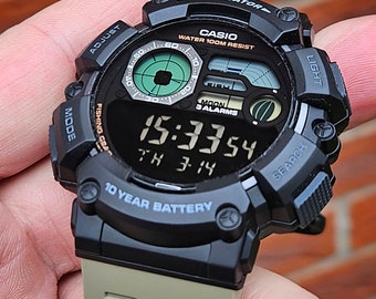 Casio WS-1500 modified watch -desert theme and colorized LCD.