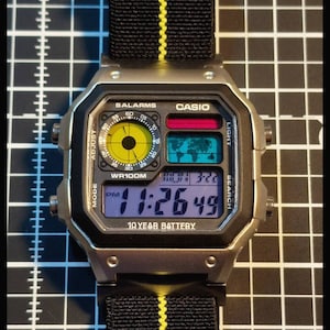 Customizeable Casio AE-1200 Colorful watch in SILVER case. Pick your own colors. image 1