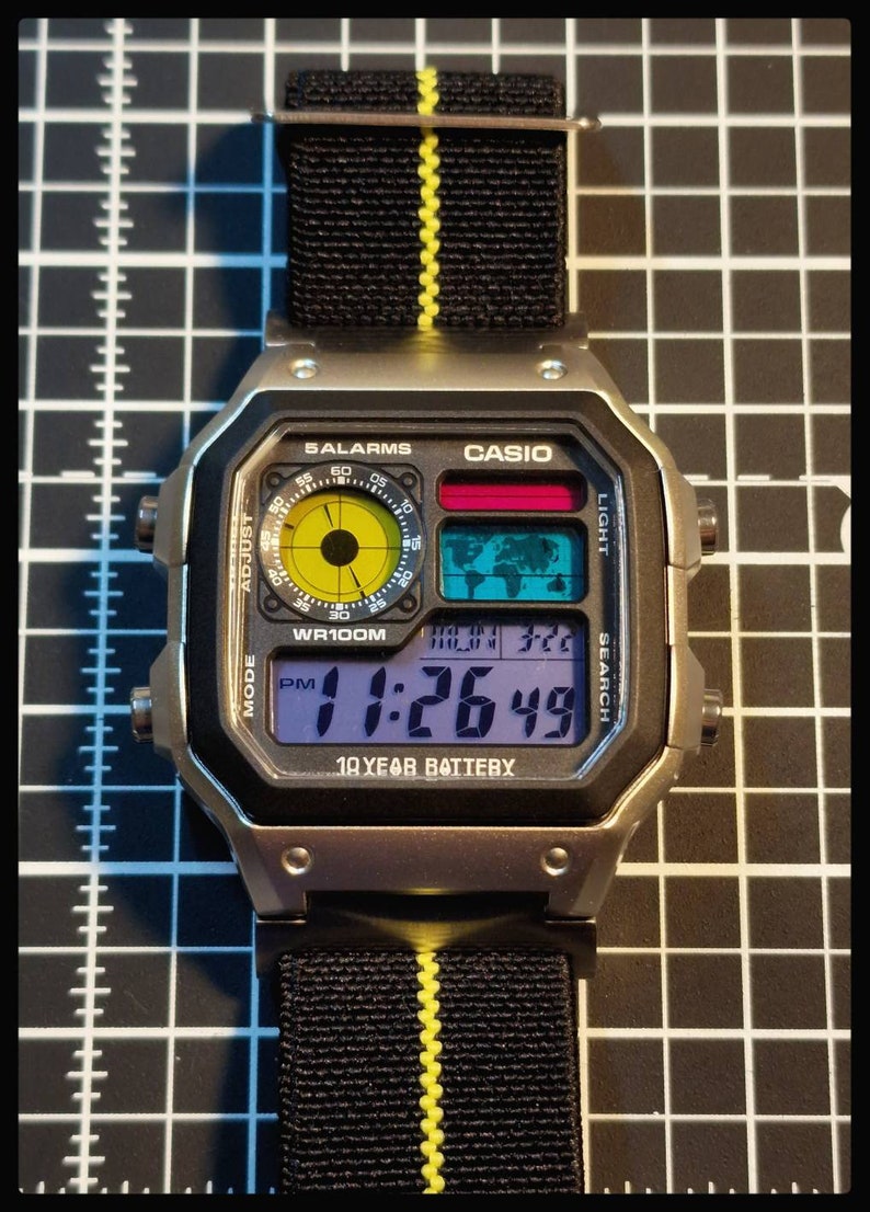 Customizeable Casio AE-1200 Colorful watch in SILVER case. Pick your own colors. image 1