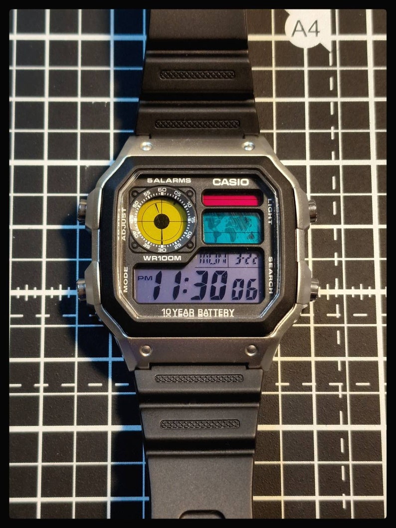 Customizeable Casio AE-1200 Colorful watch in SILVER case. Pick your own colors. image 6