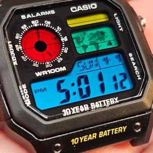 Customizeable Casio AE-1200 Colorful watch in SILVER case. Pick your own colors. image 10