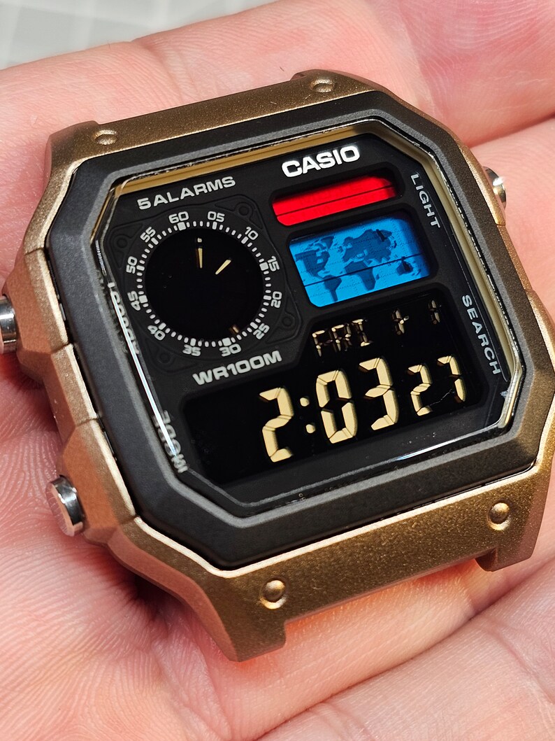 Customizeable Casio AE-1200 Colorful watch in SILVER case. Pick your own colors. image 9