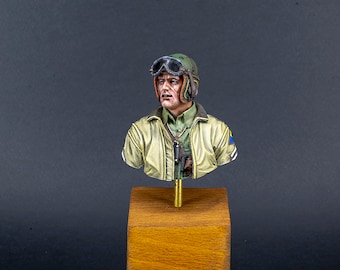 Busto de un tanquista estadounidense de la Segunda Guerra Mundial, escala 1:10 mm