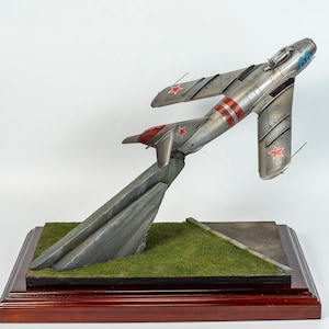 Mig-17 Russian jet plane scale 1:72 scale on a base