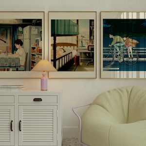 Studio Ghibli Poster Set of 3 Famous Movie Decor Anime Wall Art Aesthetic Prints Scene Illustrations Digital Download