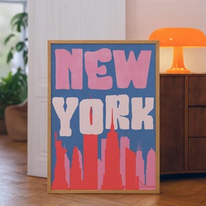 NYC Poster,Retro New York City Travel Print (Digital Download)