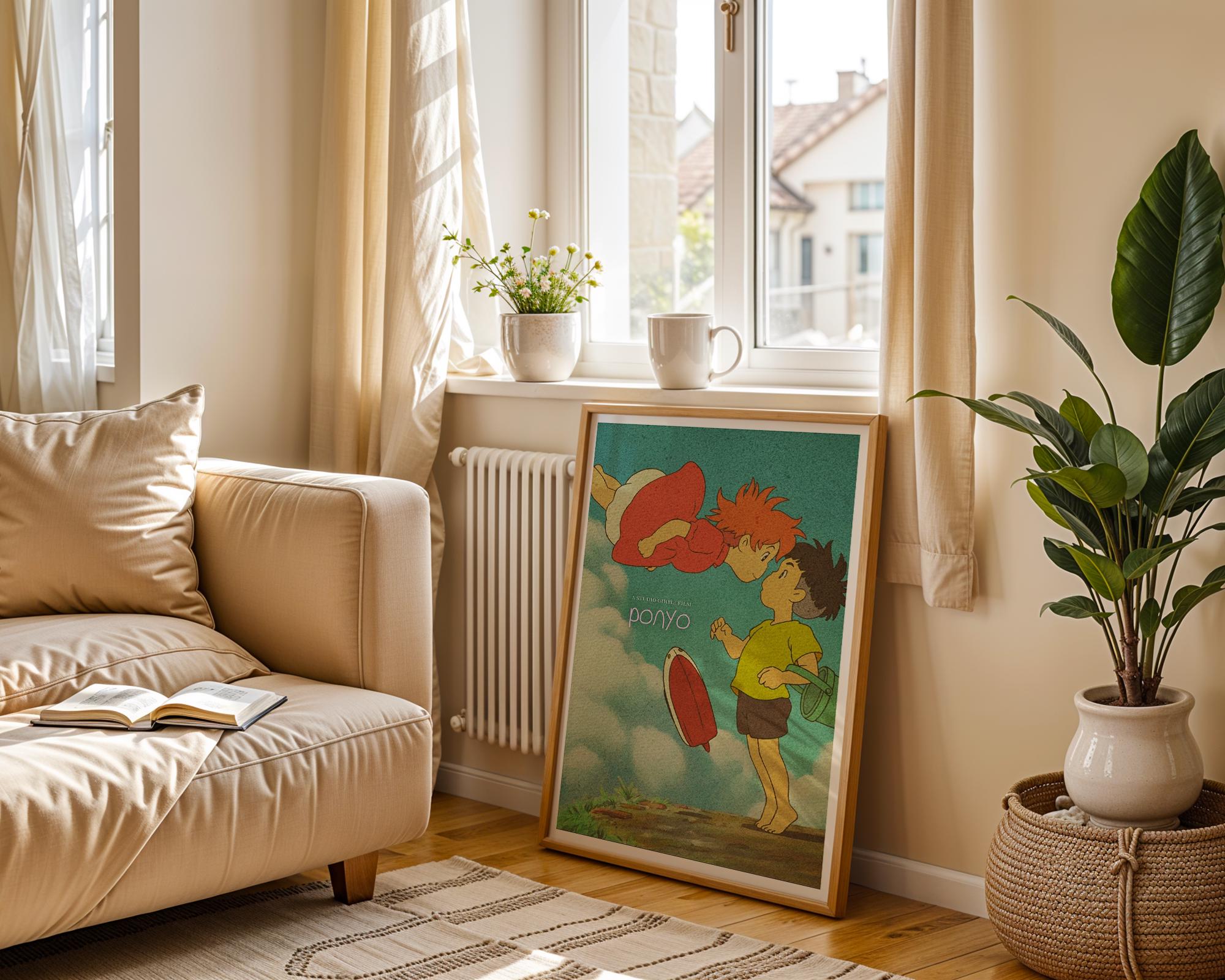 Ponyo Studio Ghibli Movie Poster, Anime Wall Art Illustration, Ghibli ...