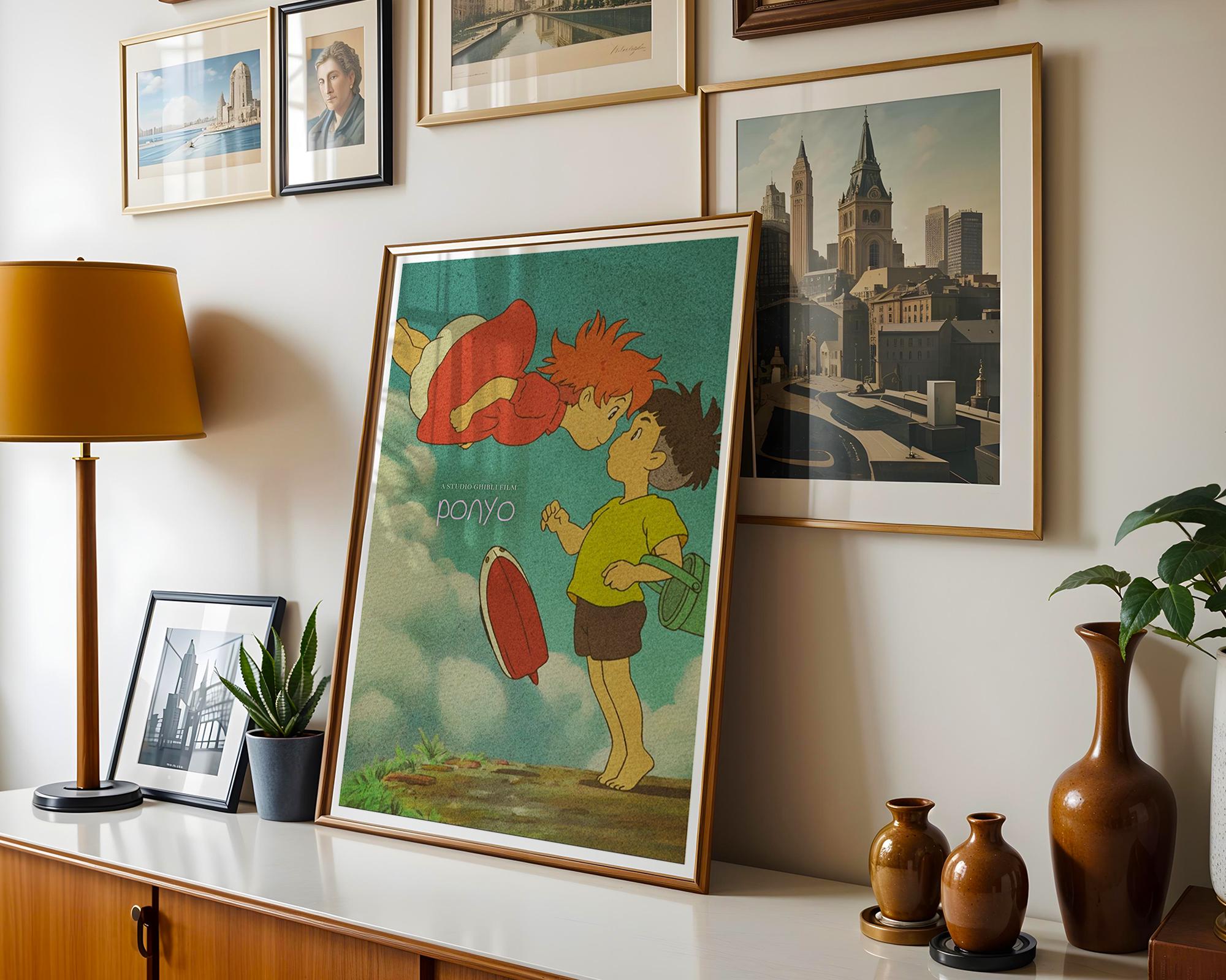 Ponyo Studio Ghibli Movie Poster, Anime Wall Art Illustration, Ghibli ...