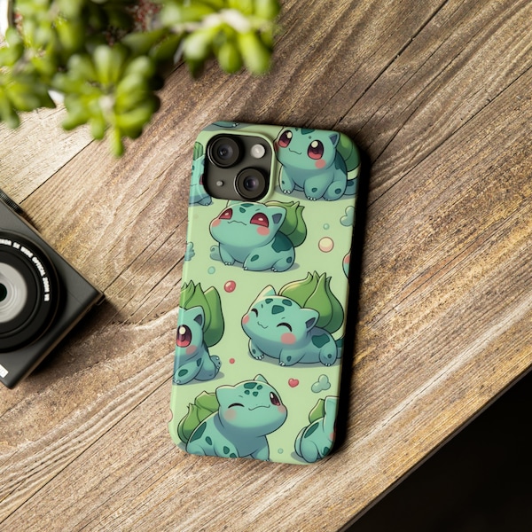 Bulbasaur Pokemon iPhone 15 Case | iPhone 7-15 Pro Max | Cute Pokemon Pattern | Slim Case
