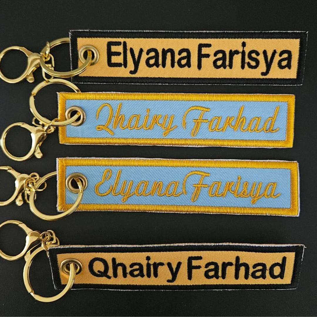 Personalized Embroidered Keychain 3 Set – Custom Name Keyring - Etsy