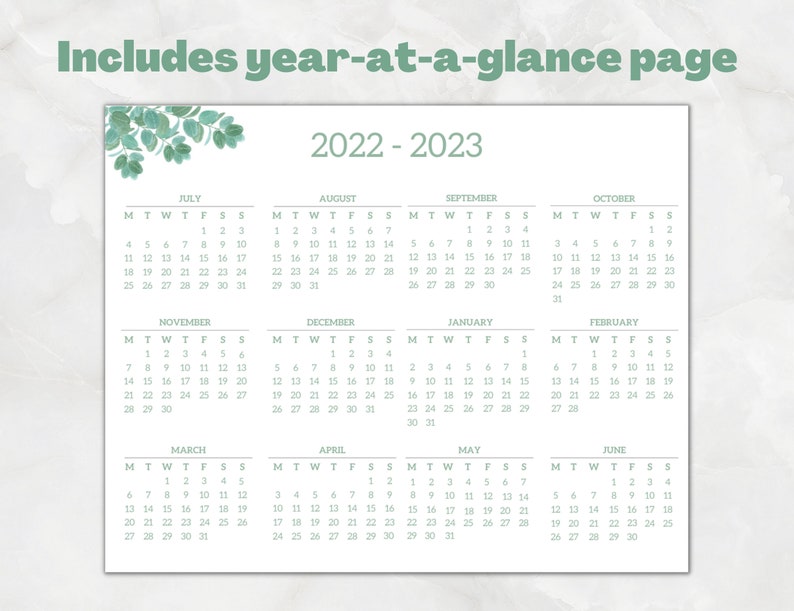 20222023 Calendar Printable July 2022 to June 2023 Calendar Etsy