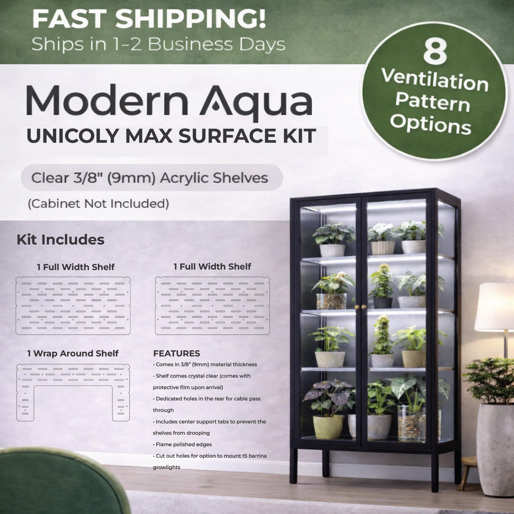 UNICOLY Max Surface Starter Kit Acrylic Shelves for Greenhouse