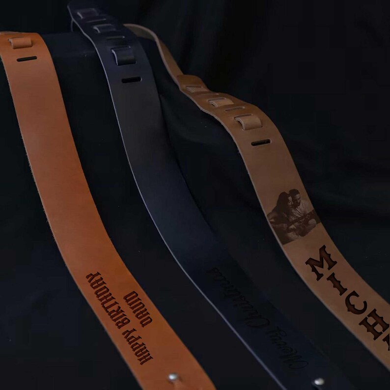 Personalized Leather Guitar Strap, Anniversary Gift for him, for Electric, Acoustic, Classical and Bass Guitar Strap, Guitar Player Gifts bild 5