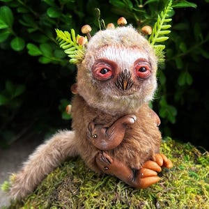 OOAK Owl Squirrel  Art Doll: Fantasy Forest Creature, fairy