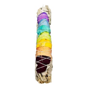 9&quot; White Sage 7 Chakra Sage smudge stick