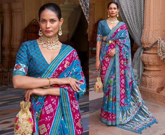 Buy Patan Patola Silk With Designer Work on Border and Blouse Online in  India - Etsy