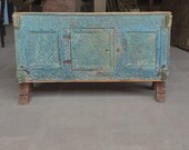 Hand Carved Storage Trunk, Chest Box, Indian Handmade wooden Table,Storage Unit, Bohemian and Vintage Indian Furniture in Distressed finish
