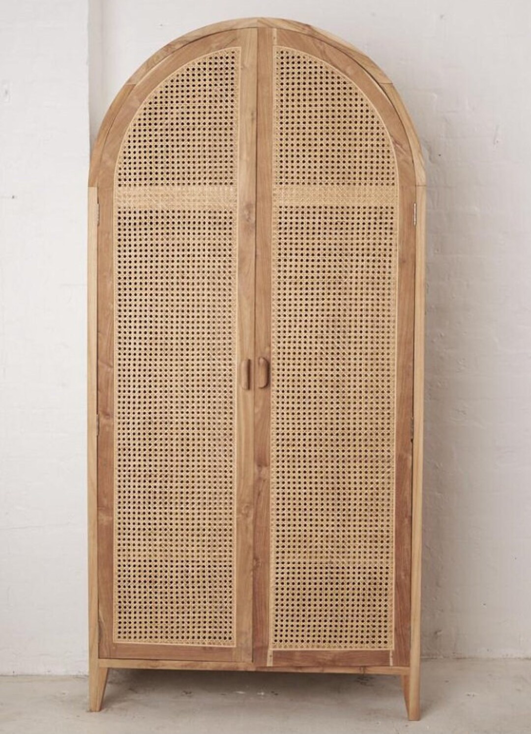 Rattan and Teak Rounded Wardrobe Cane , Home Decor Wardrobe , Cane