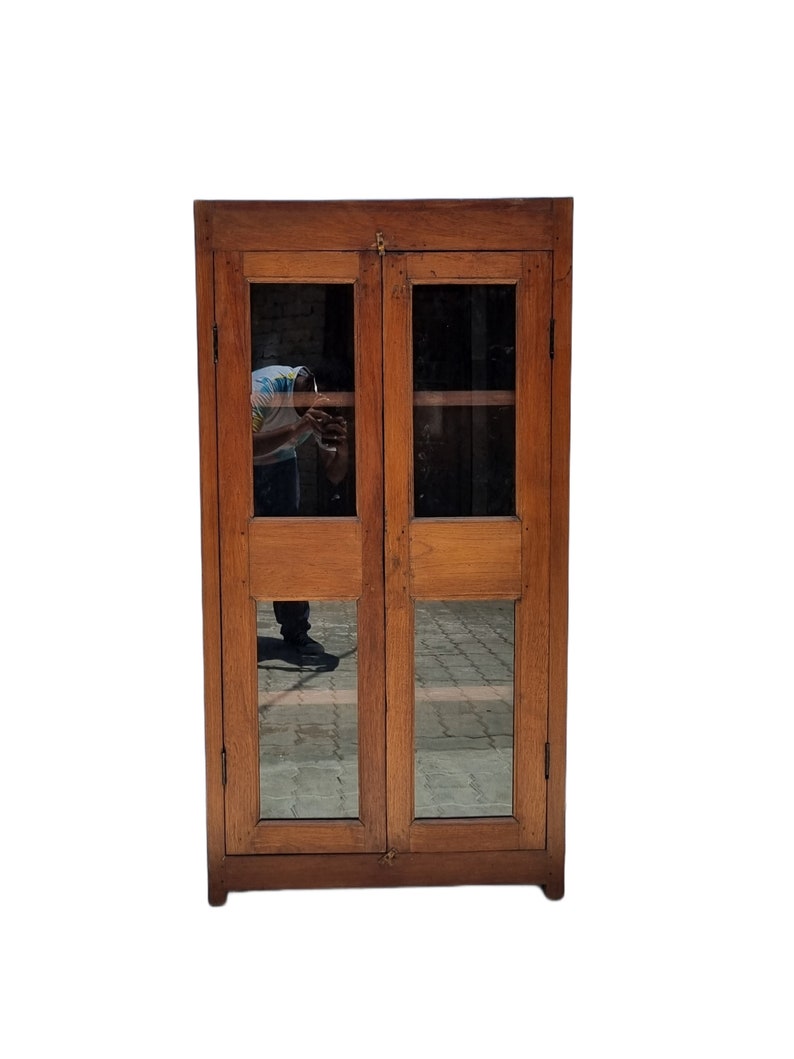 Indian Antique Wooden Wardrobe Almirah With Glass Panel , Kitchen