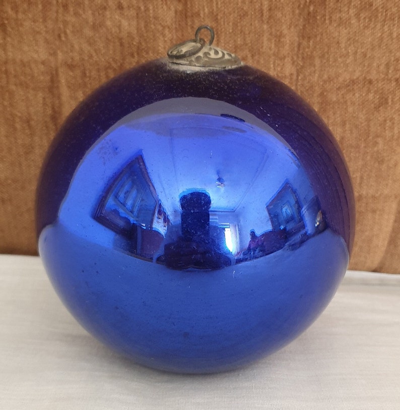 Antique Kugel Cobalt Blue Round Christmas Ornament Germany Etsy