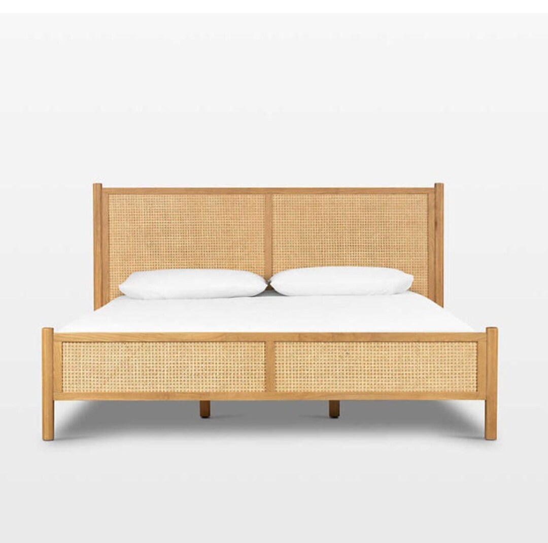 Wooden Cane Bed King Size Bed Oak Wooden Bed Home Decor Bed Etsy