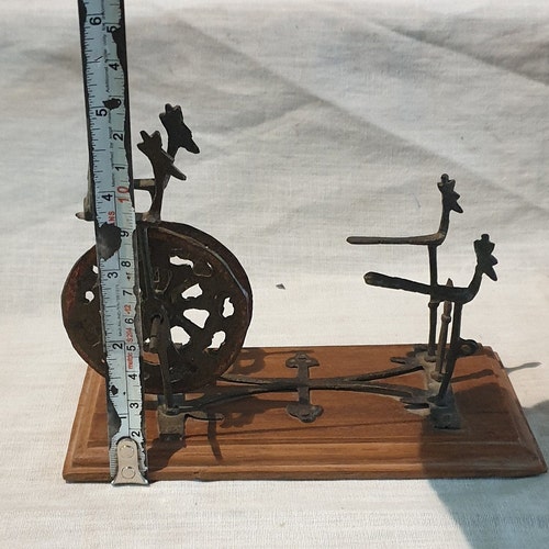 Vintage Brass Toy Antique shops Miniature Weaving Wheel Charkha, Home Decor, Toy, Figurines