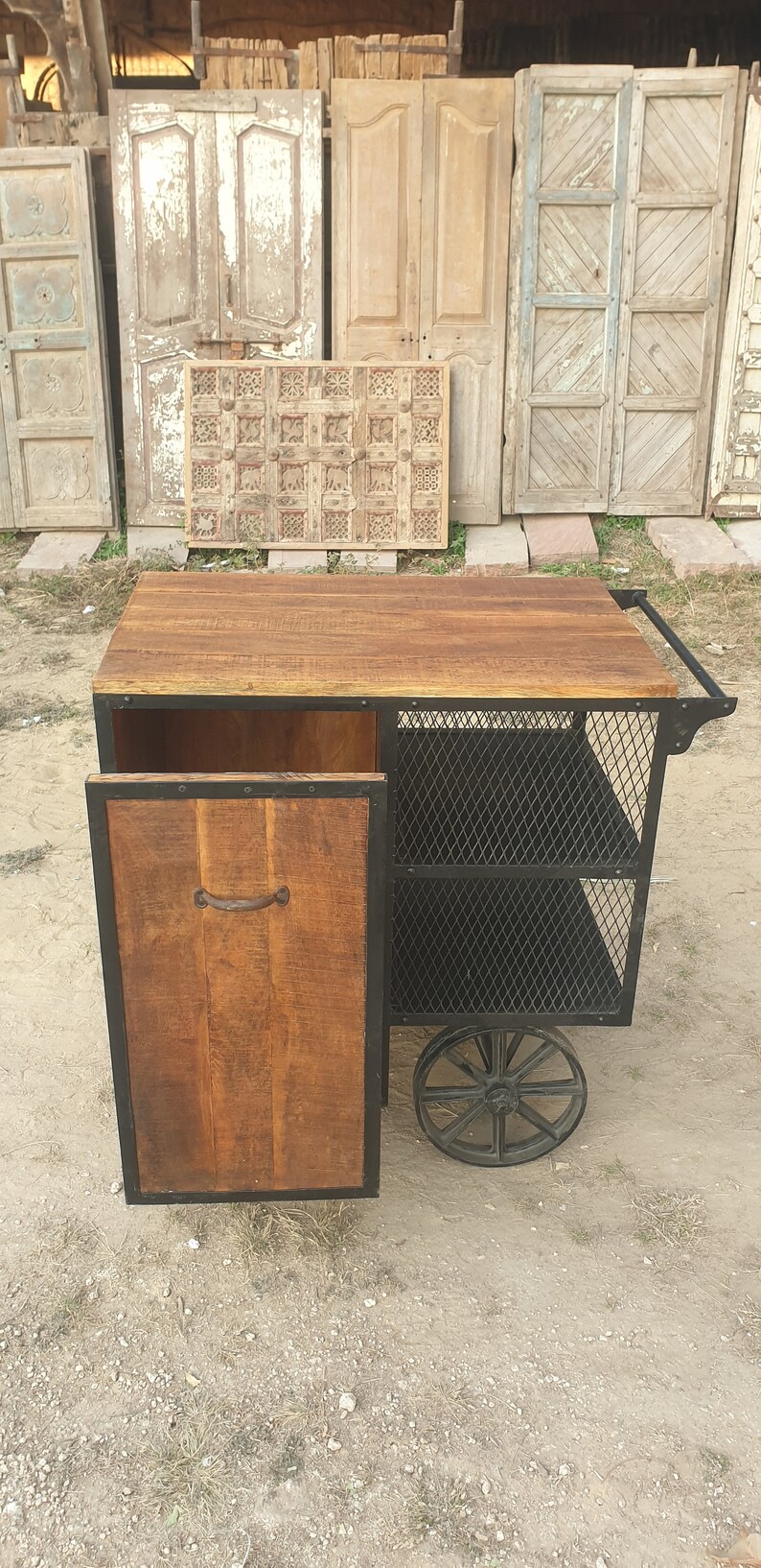 Reclaimed Wood Kitchen Island, Industrial Kitchen Island Cart, Modern